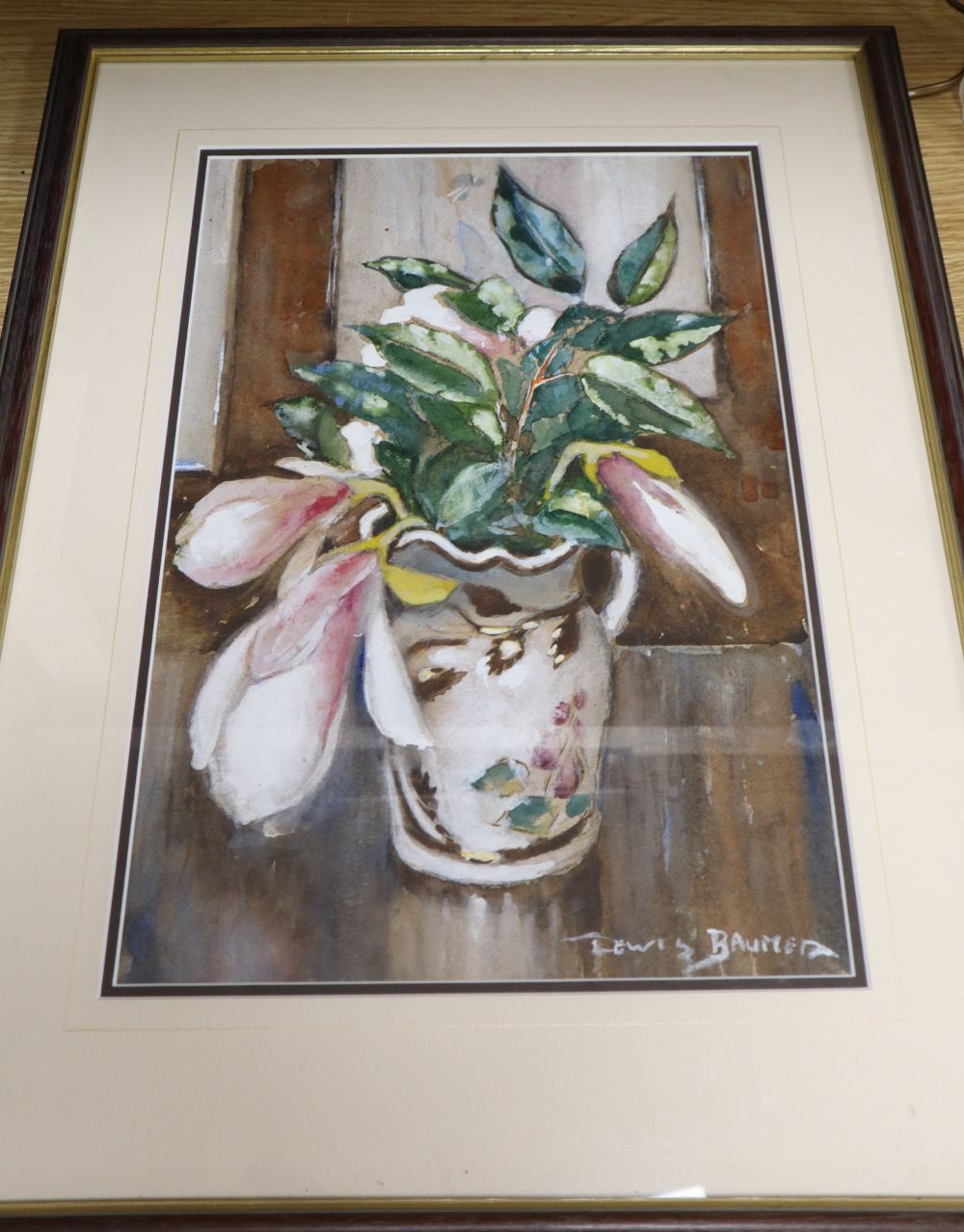 Lewis Baumer (1870-1963), watercolour, Still life of magnolia blossoms in a jug, signed, 40 x 27cm